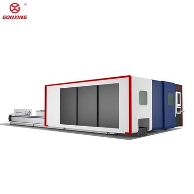 Industriële dubbele tafel 3000w plaat- en buismetalen lasersnijmachine met HIWIN-geleidingsrail